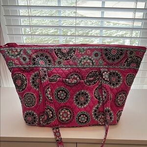 Vibrant Pink Patterned Vera Bradley Tote Bag